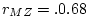 $r_{DZ} = 0.59$