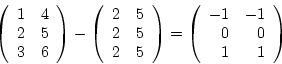 \begin{displaymath}
{\bf A} - {\bf B} = {\bf C}.
\end{displaymath}