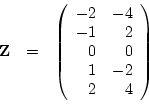 \begin{eqnarray*}
\frac{1}{N-1}{\bf Z^{\prime}Z} &=&
\frac{1}{4} \left( \begi...
...S_{x}^{2} & S_{xy}\ S_{xy} & S_{y}^{2}
\end{array} \right)\\
\end{eqnarray*}