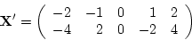 \begin{displaymath}
{\bf T} = \left( \begin{array}{rr} 1 & 1\ 1 & -1 \end{array} \right)
\end{displaymath}