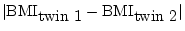 $\mbox{BMI}_{\mbox{twin 1}} + \mbox{BMI}_{\mbox{twin 2}}$